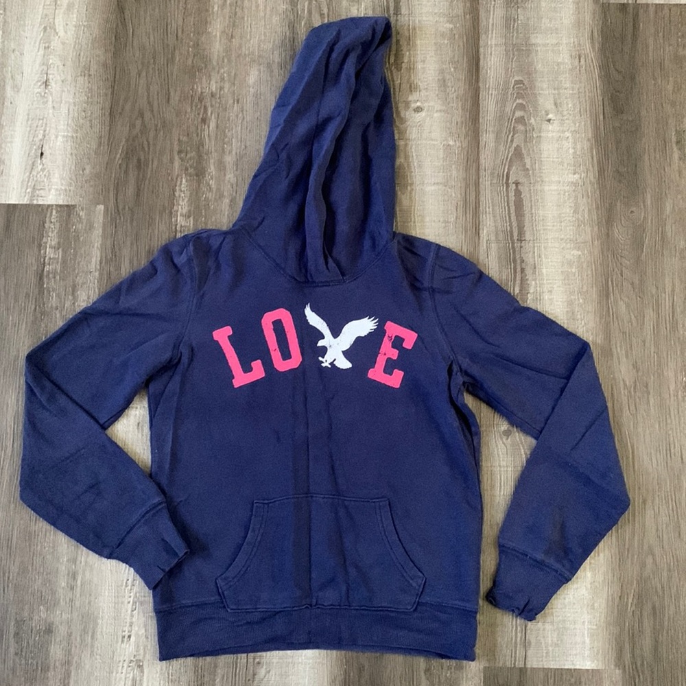 American Eagle Navy “LOVE” Pullover Hoodie!